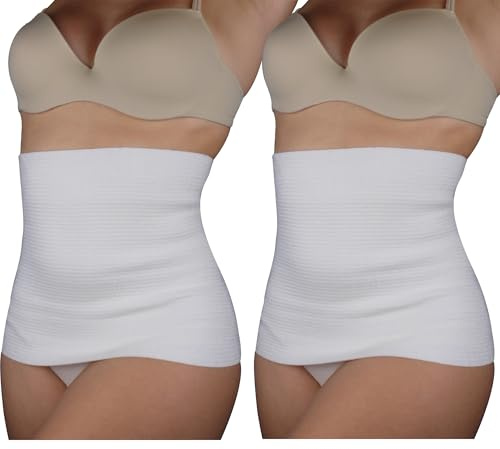 Leedya Bandeau lombaire support dos élastique 100 % fabriqué en Italie, pancera abdominal chauffant pour maux de dos - Pancera post-opératoire en laine et coton, Blanc, Tg 4/M 76/90 Cm