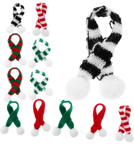 ifundom 12stücke Teiliges Mini Weihnachtsstrickschal- Detailreiche Miniatur-schals Für DIY Puppenhaus Weinflaschen-Accessoires Kleine Weihnachtsdeko Bastelornamente Festliche Tischdeko