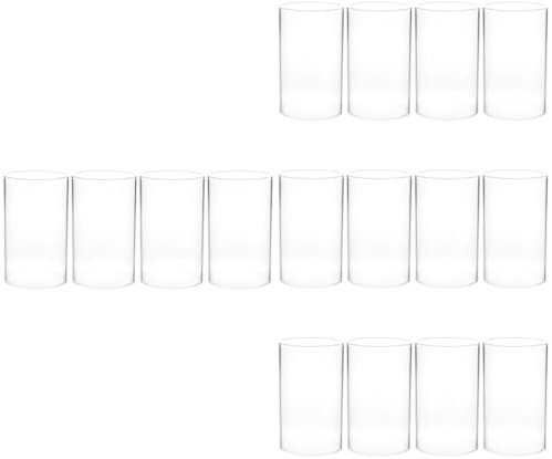 ABOOFAN 4 Ensembles Couvercle En Verre Cylindrique Bougeoirs Carrés Fabrication De Bougies Vase Clair Photophores En Mosaïque Verre À Haute Teneur En Borosilicate Transparent 4 Pièces * 4