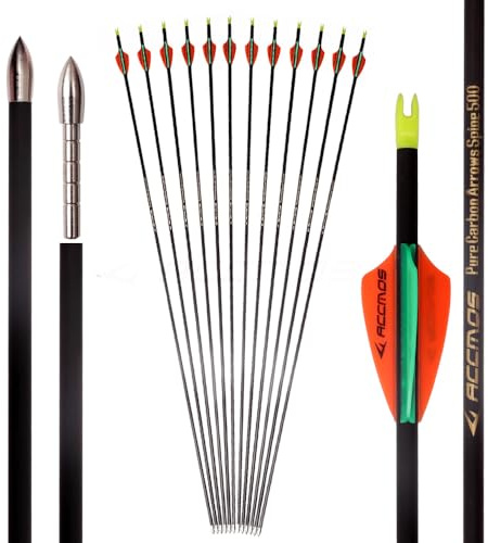 PHILOCS 12 Stück Bogenschießen Pfeile ID 4,2mm Spine 300 400 500 600 700 800 900 1000 Jagd Übung Pfeil, für Recurve-Bögen Compound-Bogen (28inch,Spine 400)