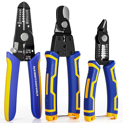 haisstronica Wire Stripper Tools Set for 0,75-2,6mm,3 Pack Manual Wire Stripper & Flush Cutters & Cable Cutters for Wire Stripping, Cutting, Crimping, Cable Skinning
