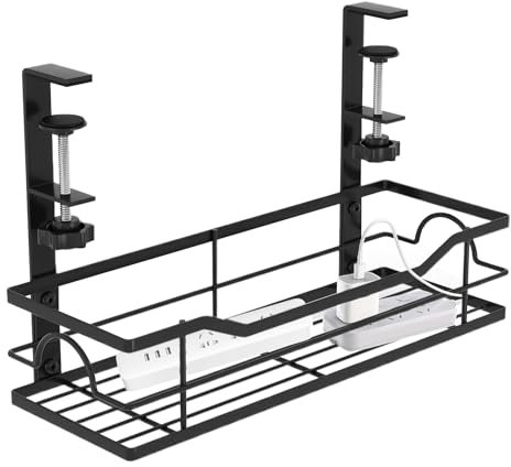 Hogvinnatil Under-table Cable Holder, Under-Table Cable Tray, Extended Cable Basket, Storage Basket, Space-Saving for Headphones, Electronics, Workplace, Living Room