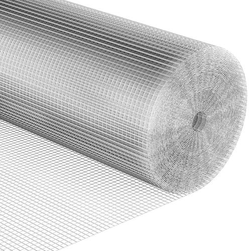 Rodent Mesh 0.5Mx25M,12mm Holes,Galvanized Welded Chicken Wire Mesh Roll 1mm Heavy Duty Hot Dip Galvanized Wire Fence Roll for Chicken Poultry Coop,Animal,Fencing,Garden Protection