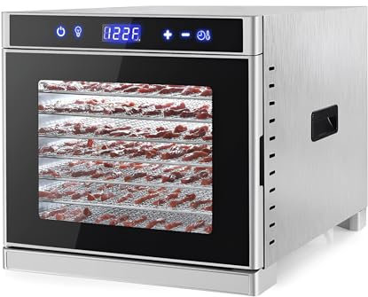 8 TRAY Frukttorkmaskin, mat dehydrator Mini Electric Freeze Dryer, justerbar digital temperatur 35-75 ° C, 24 timmars timer, för torkfrukter Köttgrönsaken Jerky Pet Treat B