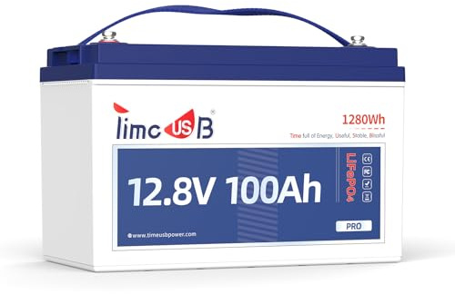 Timeusb 12V 100Ah Grupo31 Batería Litio para Autocaravana Barco | 100A BMS,1280Wh de Energía,4000-15000 Ciclos Profundos,Max.4P4S Ideal para Furgoneta Camper,Fuera de La Red,Sistema Solar