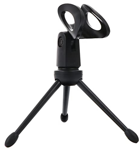 Soporte de Micrófono de Escritorio Plegable Negro, 2 Piezas | Plástico, Uso sobre Mesa, Formato Compacto, 1 Juego Adecuado para Estudio y Canto