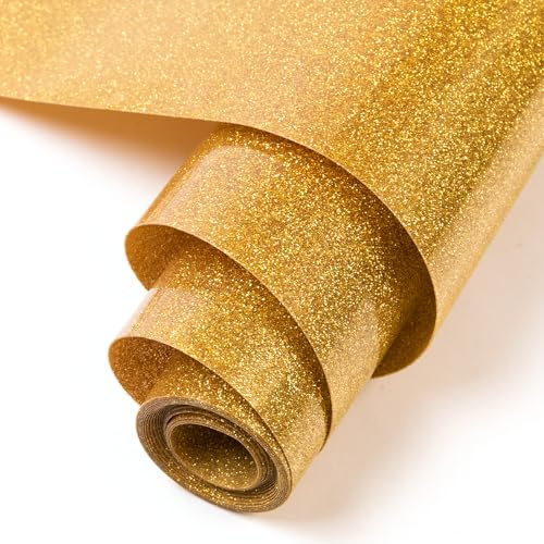 Glitzer Plotterfolie Textil - Heat Transfer Vinyl Transferfolie Plotter Flexfolie (Glitzer Gold)
