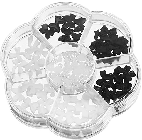 OUNONA Adornos para Decoración de Manicura DIY Mezcla 7 Compartimentos Perlas Lazo y Cristales para Niñas y Arte de Uñas en Fiestas y Trabajo