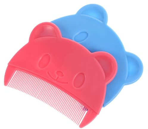 Mikinona 2pcs Baby Combs Fine Tooth Comb for Cradle Cap Portable Hair for Newborns and Toddlers with Bear Shape Blue and Pink