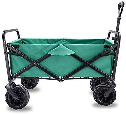 Chariot de jardin pliable – Chariot de jardin à 4 roues pour un transport facile, le camping et les festivals – Chariot de jardin polyvalent avec doublure, robuste, léger et portable