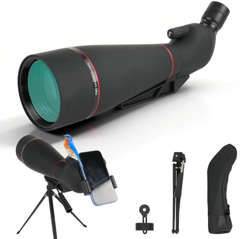BOSTRON Professionelles 25-75x100 Spektiv für Sportschützen, Wasserdicht mit FMC HD-Optik - Inkl. Stativ & Smartphone Adapter für Zielübung, Vogel- und Wildtierbeobachtung