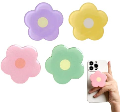 JUGUTA 4 Stück Handy Knopf Zum Festhalten Niedlichen Blumen Handygriff Fingerhalter, Handy Halterung Hand Handyhalter Hand Handyknopf Zum Halten Handyhalter Finger Für Smartphone Tablets Zubehör