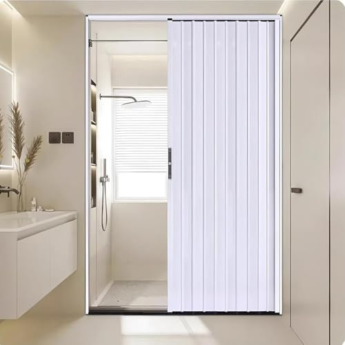 Artiz Aluminum Alloy Accordion Door, Interior Sliding Folding Door with Lock, Customizable Privacy Room Divider for Doorway Bedroom Basement Garage Space Saving(54x80in/136x203cm)