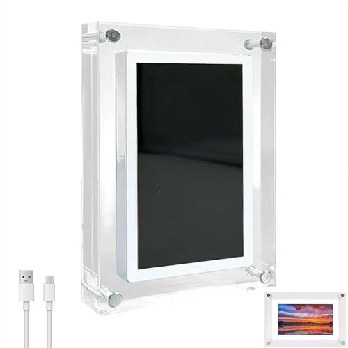 Cornice digitale da 12,7 cm, cornice digitale WiFi integrata da 4 GB di memoria, design F-rame acrilico, touchscreen IPS, facile da condividere foto o video ovunque