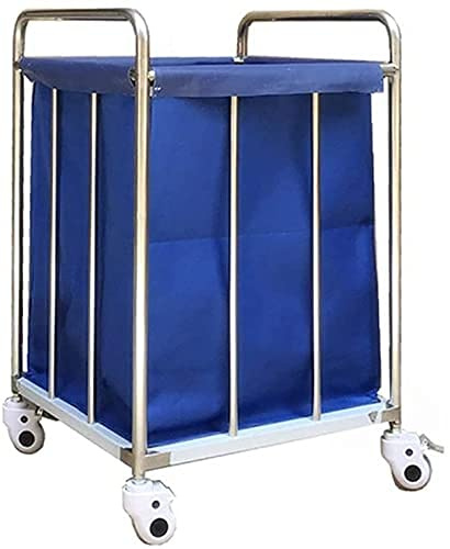 ZJFHEYUO Carrello da Cucina Mobile Blu, Cesto portabiancheria Pieghevole, Sacco per Biancheria Resistente e Rimovibile, Cesto per Il bucato con Ruote, Sacco per Vestiti sporchi re