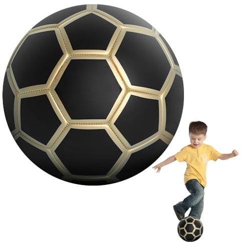 RNPKZ Fotboll Curve Ball, 20 cm barnfotboll, Curveball fotbollsstorlek 5, gummi Svärve fotboll, fotboll kurvboll, flexibel kickerboll, Curve Swerve fotboll present för barn (svart och guld)