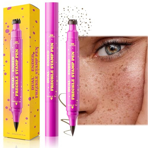 Stylo Taches de Rousseur & Eyeliner 2-en-1, Freckles Pen Naturel et Réaliste, Pointe Douce Précise, Waterproof & Longue Tenue, Séchage Rapide, Maquillage Effet Soleil pour Femmes (Marron Clair)