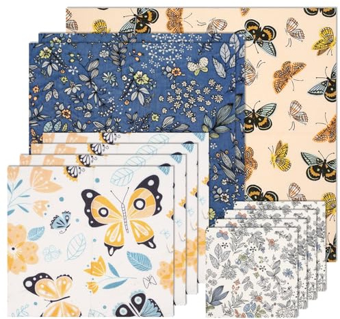 11 Pcs Beeswax Food Wraps Set | Sustainable Reusable Food Storage Wrap | Zero Waste Cling Film Alternative | Organic Bees Wax Washable Wrappers for Sandwich, Bread, Cheese & Bowl Covers