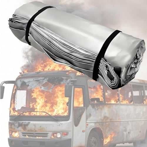 Hydravex Couverture Anti-feu d'urgence pour véhicules — Couverture Ignifuge en Silicone pour véhicules électriques et Thermiques — Couverture d'extinction réutilisable (résistance 1100 °C) 4×6m