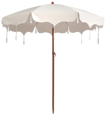 Ombrellone da Spiaggia con Frange, ombrellone da giardino inclinabile,decorativo da esterno per bordo piscina, balcone e giardino