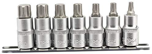 Draper 16341 1/2 Square Drive TX-Star Plus 55MM Socket Bit 7 Piece Set