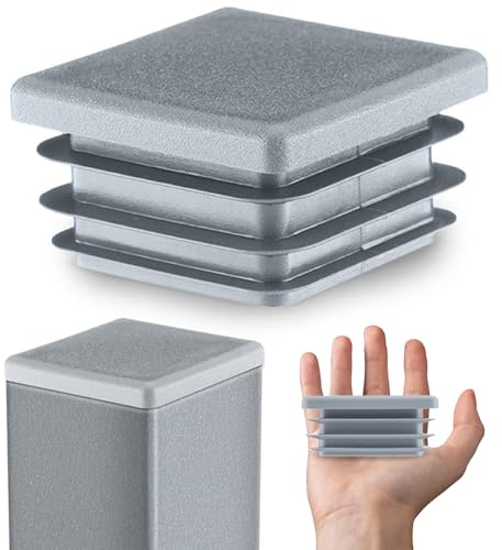 EMFA Lamellenstopfen 90x90 mm Grau für Vierkantrohre, 5 Stück | Rohrstopfen, Vierkantstopfen, Rohrabdeckung, PE-Kunststoff