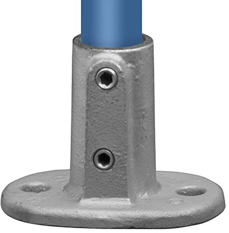 Klemp - Boden-Flansch, oval, Wand-Flansch, Decken-Flansch, Stütze, Temperguss galvanisiert, feuerverzinkt, inkl. Schrauben Typ 12B - 26,9 mm / ¾