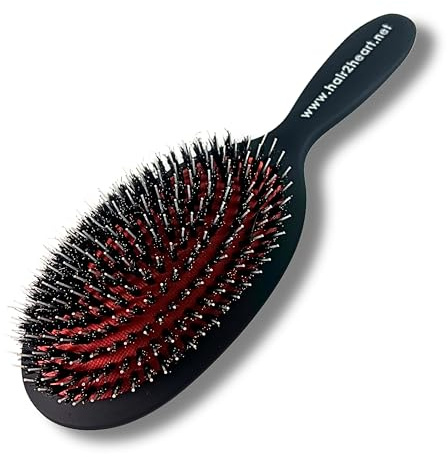 hair2heart Brosse à cheveux pour extensions, brosse pneumatique pour extensions capillaires - Les poils naturels démêlent les cheveux emmêlés, brosse professionnelle avec technologie ionique