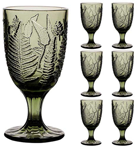 Dibor Set of 6 Wine Glasses Green Dishwasher Safe 300ml Goblets Alfresco Dining Glassware
