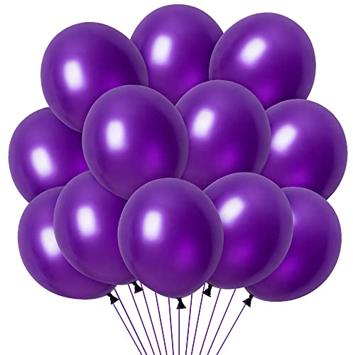 Luftballons Lila, 100 Stück 12 Zoll Lila Latex Ballons, Helium Luftballons für Hochzeit Geburtstag Valentinstag Babyparty Taufe Party Deko