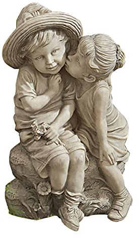 Gartendekoration Outdoor Kunstharz Kinder Ornamente - Gartendekoration Gartenskulpturen wie Gartenarbeit Handwerk Männer und Frauen küssen süß und lustig