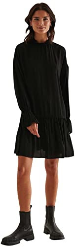 NA-KD Minivestido Casual con Detalle de Volantes para Mujer, Negro, 36