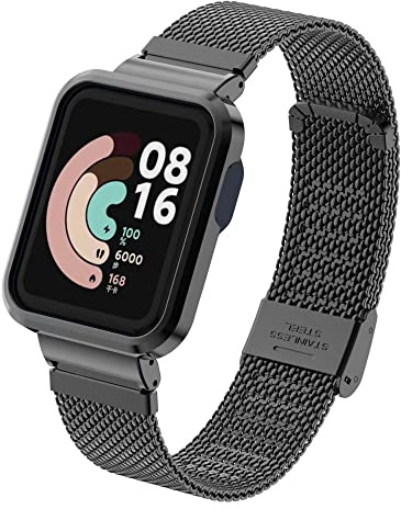 Nuosiweilang Armband Kompatibel Mit Xiaomi Mi Watch Lite/Redmi Watch - Edelstahl Uhrenarmband, Gewebt, Netzgewebe