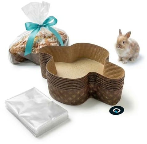 MAQA 10pz Stampo per colomba 750 gr e 1 kg con buste trasparenti, Pirottini colomba pasquale in carta, forma per cottura con sacchetti 750 GR