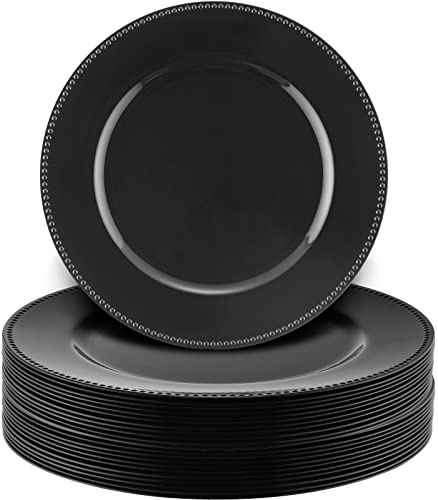 Didaey Metallic-Perlen-Platzteller, 33 cm, rund, elegante Servierteller, Kunststoff, Einweg-Ladegeräte, Großpackung, Geschirr-Set für Abendessen, Hochzeit, Party, Events, Catering, Dekoration,