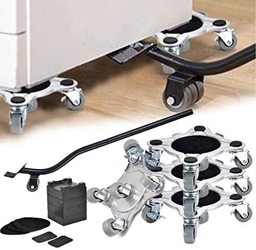 Rodillo Transporte Muebles, 1000Kg Elevador Muebles con Capacidad Carga Herramienta Mover Muebles Pesados ​​4 Plataformas Rodantes 1 Elevador 2 Cubiertas Protectoras 4 Almohadillas Elevación 4 Tapetes