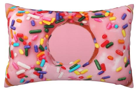 BREAUX Federa rettangolare in peluche con stampa di ciambella e fragola, 50,8 x 76,2 cm