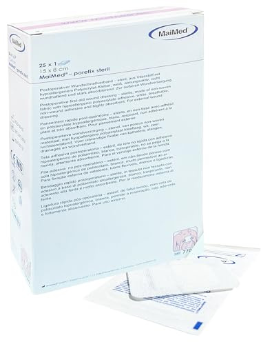 HansaGT Medical Maimed Steril Wundpflaster 15x8cm, Steriler Wundverband, Pflaster Sensitiv Selbstklebend Schützt bei Schnittwunden & Kratzern Wundverband zur äußeren Einzeln verpackt 25 Stück