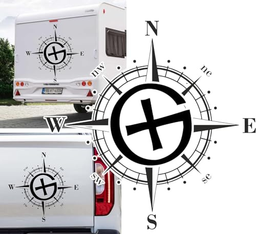 Rakelfix Geocoaching Outdoor Geo Kompass Aufkleber Apassbar Wohnmobil Auto Autoaufkleber Sticker Kompassrose Windrose Camper