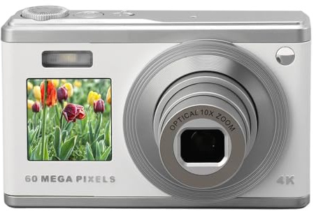 Appareil Photo Numérique, 2,88 Pouces 60MP Ultra HD 4K Double écran Mise au Point Automatique Zoom Optique 10x Anti-secousse Appareil Photo Numérique Compact Intelligent, pour la
