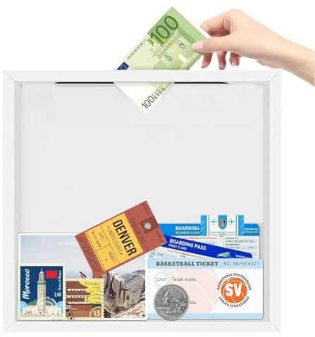 Caja de archivo de aventuras de viaje para recuerdos, caja de sombra de boletos de concierto de viaje de 29 cm con ranura, marco de fotos de viaje Life in a Box, caja de recuerdos de madera para