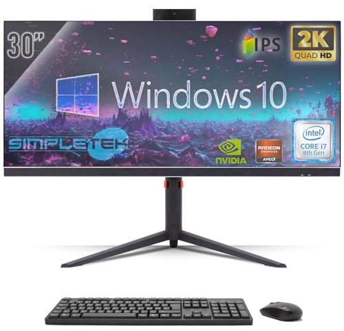 SIMPLETEK - All in One PC 30 IPS 2K Core i7 nVidia RTX 4060 8GB | Windows 10 Pro - 64GB DDR4 960GB SSD M2 + 2TB | Computer Fisso da Gaming Tutto in Uno WiFi6 HDMI