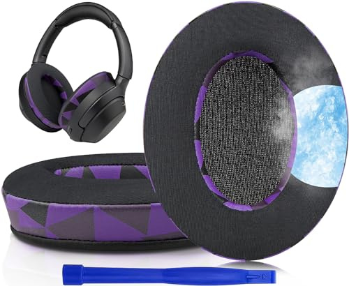 SOULWIT Cooling-Gel Replacement Earpads for Sony WH-1000XM3 (WH1000XM3) Over-Ear Headphones, Ear Pads Cushions with High-Density Noise Isolation Foam, Added Thickness - Purple Black