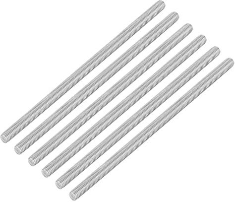 QUARKZMAN 6 Stück Gewindestangen, M6 x 130mm, 304 Edelstahl, Gewindestab mit metrischem Vollgewinde, M6-1 Gewindestift für Möbel- und Maschinenmontage