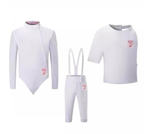 KXJPIZIYB 450N Fechtbekleidung 3-teilig, Weste/Hose/Jacke Fechtschutzanzug, Fechtausrüstung, Weiß, Rechte Hand(50#)