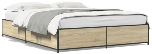 ShGaxin Bettgestell Sonoma-Eiche 120x200 cm Holzwerkstoff und Metall, Bett, Jugendbett, Schlafzimmer Bett, Bed Frame - 3279848