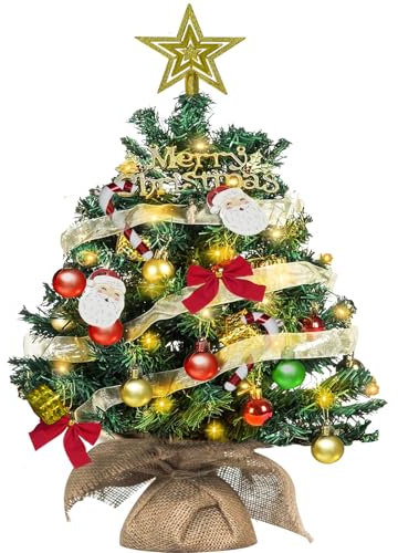 Weihnachtsbaum 60cm Mini Weihnachtsbaum mit Beleuchtung LED Kleiner Weihnachtsbaum Tisch Weihnachtsbaum mit Kiefernzapfen DIY Tannenbaum fürWeihnachten Deko Tischdeko Schaufenster Büro