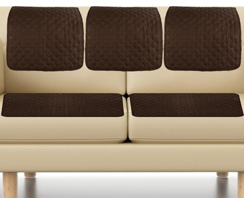 KTCINA 3 Pcs Armlehnenbezüge Sofa Weich Kopfstützenbezüge Sessel Wasserdicht Sesselschoner für Relaxsessel Sofaschoner rutschfest Schonbezüge für Sofa Sessel Schützt vor Schmutz Abnutzung (5Braun)