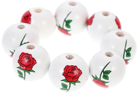 Lurrose Bastelperlen-set 30-teilig Holzperlen Mit Blumendesign Sicher Für Die Haut Zur Schmuckherstellung