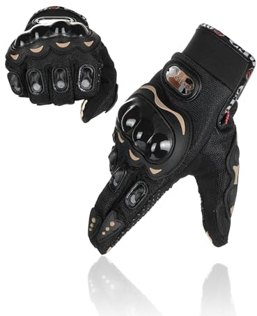 GES Motorcycle Gloves for Men Full Finger Touchscreen Protective Anti-Slip Motocross Gloves for Motorbike, Cycling, Racing(L,Black)